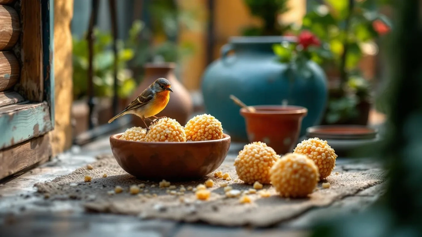 Uccellini sul balcone: la ricetta per creare “palle di grasso” fatte in casa per aiutarli a superare il gelo.